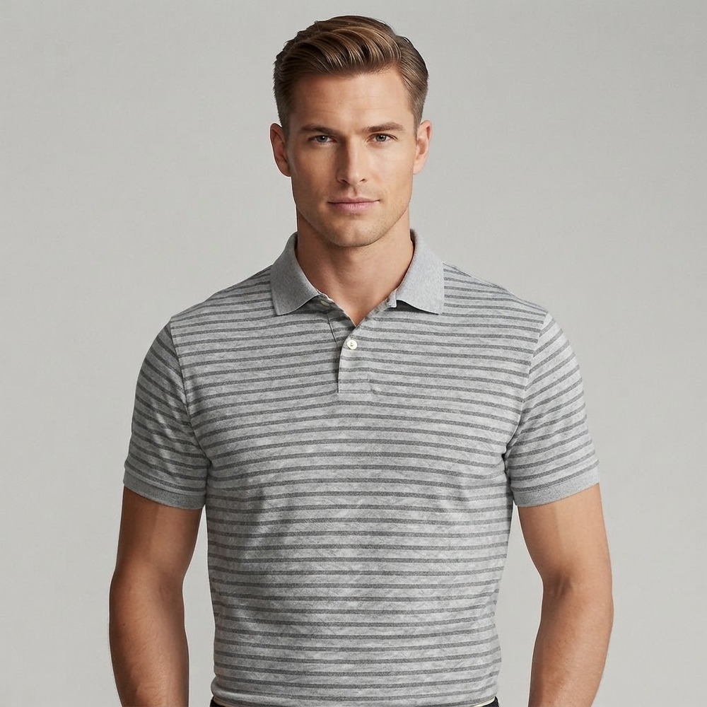 Polo Golf Ralph Lauren Polo Mens XL Grey  Striped Pima Cotton Short Sleeve